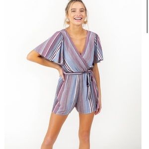 Francesca’s Stripe Tie Waist Romper